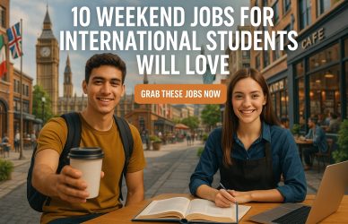 International student working weekend job in professional setting